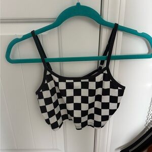 Black and White Checkered Crop Top